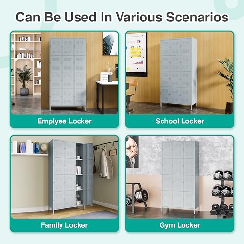 Vintage Metal Locker with Hooks, Lockable Single Door Storage M901