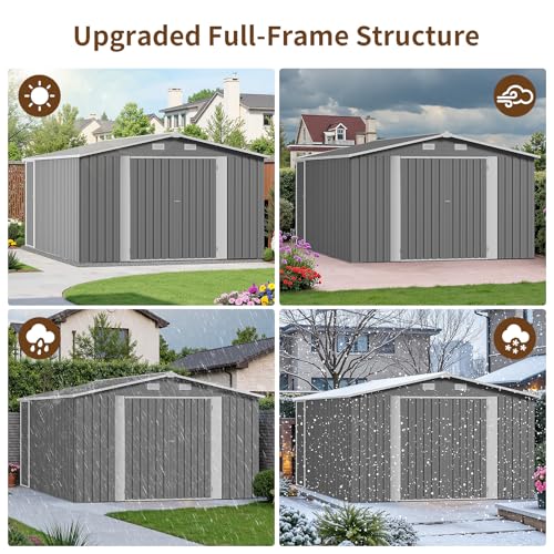 Resin Outdoor Storage Shed with Floor and Window, Lockable Small Tool Shed for Garden Patio Backyard, Light Gray V985