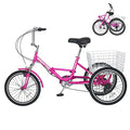 NAIZEA Adult Folding Tricycle Adult Tricycles, 7 Speed 20/24/26 Inch 3 Wheel Bike Cruiser Trike with Large Basket/Low-Step Through, Folding Adult Trikes Foldable Tricycle for Women, Men, Seniors