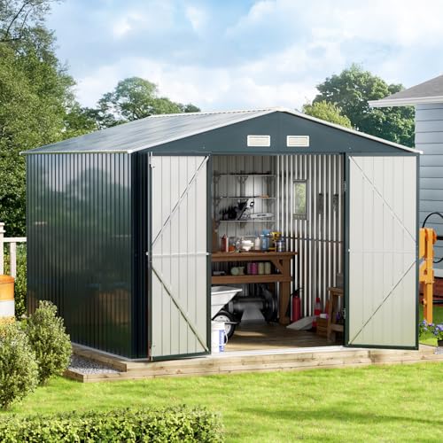 Outdoor Steel Storage Shed with Lockable Doors and Windows E249038