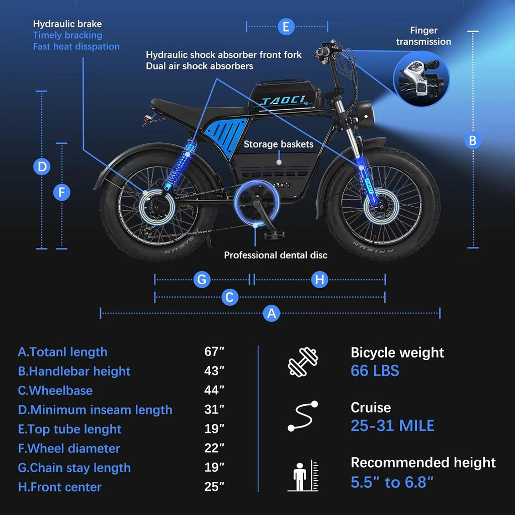 Electric Bike for Adults, 35MPH Dual Motor, 48V Removable Battery, 26" Fat Tire J5516