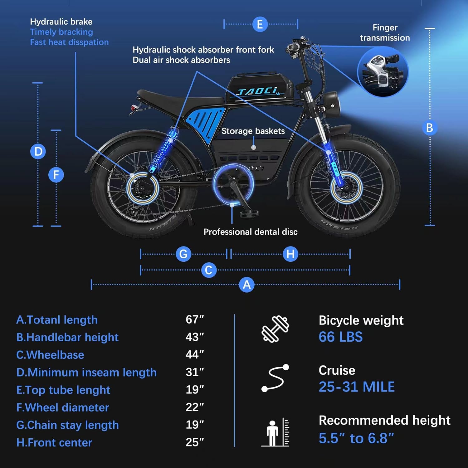 Electric Bike for Adults, 35MPH Dual Motor, 48V Removable Battery, 26" Fat Tire J5516