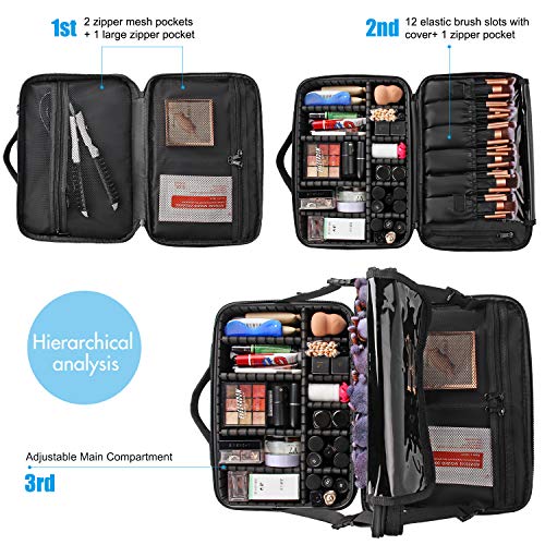 Large Capacity 3 Layer Makeup Case Cosmetic Organizer with Brush Bag R31262