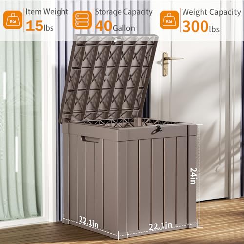100 Gallon Resin Deck Box, Lockable Patio Outdoor Storage, Waterproof - Black F75230