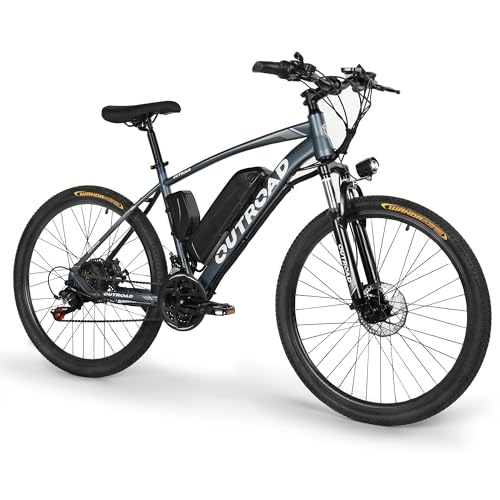 Outroad Electric Bike for Adults with Removable Battery, 40Miles 20MPH Commuting Electric Mountain Bike with 36V 350W/500W(Peak) Brushless Motor, 21-Speed Gear, 26" Tires and Front Fork Suspension