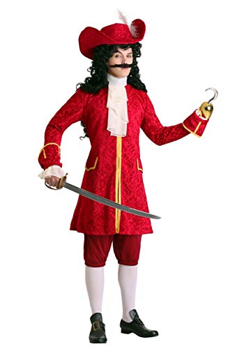 Adult Plus Size Pirate Costume with Long Jacket, Cravat, Pants, and Hat B4067