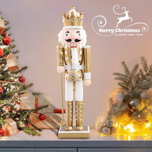 16 Inch Wooden Nutcracker Christmas Decoration for Table Desktop Fireplace Indoor Home H891