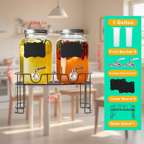 Glass Drink Dispenser with Stand, 2 Pack L526496