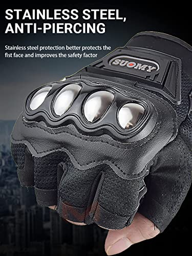 Men Half Finger Motorcycle Gloves Touchscreen Hard Knuckle V7578