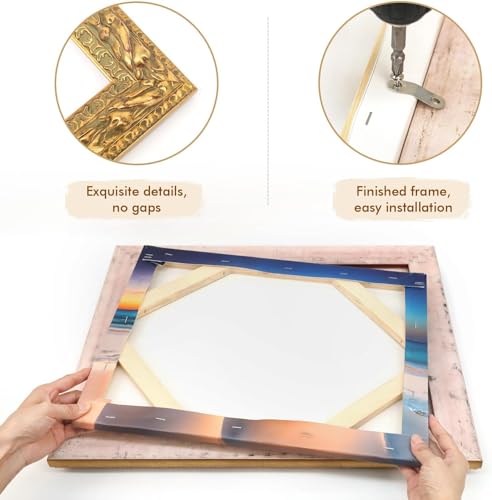 Solid Wood Ornate Canvas Frame for Oil Painting Wall Decor V3979