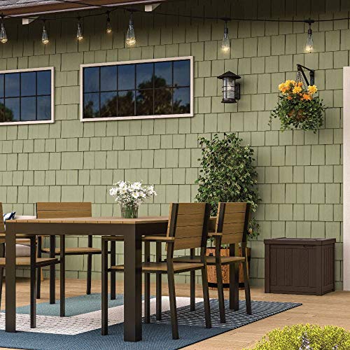Outdoor Storage Box 22 Gallon Resin Deck Box with Flat-Lid Bench Seating B591