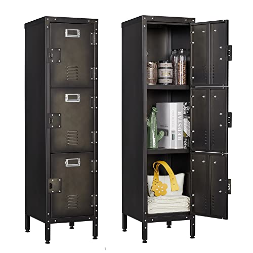 Vintage Metal Locker with Hooks, Lockable Single Door Storage M901