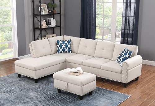 4-in-1 Convertible L Shaped Couch with Pull Out Bed and Storage Z983