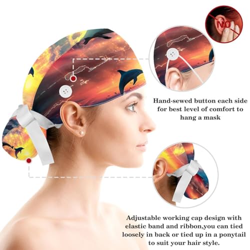 Scrub Caps with Buttons and Cotton Sweatband S879191