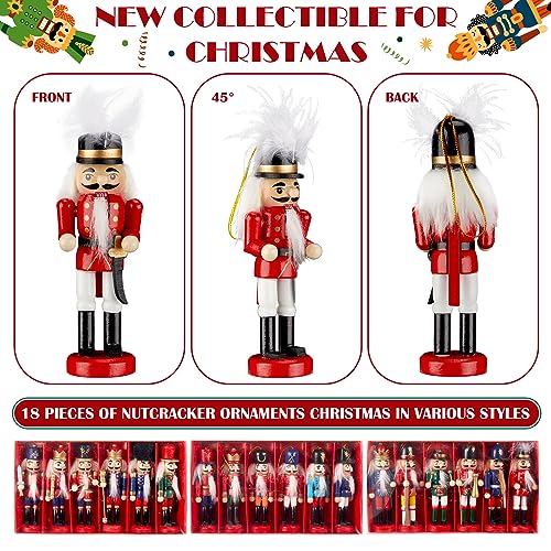 Christmas Nutcracker Ornament Set 18 Pcs Wooden Hanging Decorations for Tree K137857