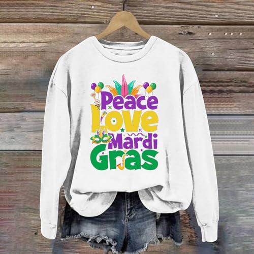 Mardi Gras Letter Printed Long Sleeve Tunic Top N1160