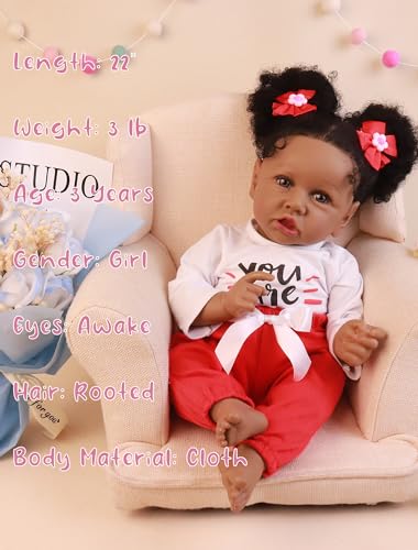 22.8 Inch Realistic African American Baby Doll with Soft Body K201