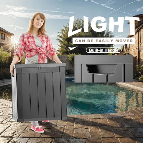 100 Gallon Resin Deck Box, Lockable Patio Outdoor Storage, Waterproof - Black F75230
