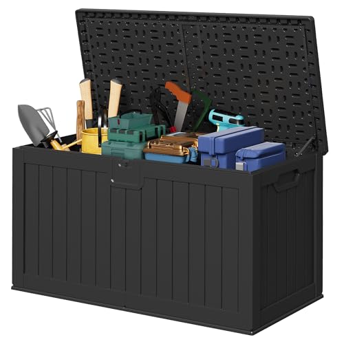 30 Gallon Waterproof Resin Deck Box for Outdoor Patio and Garden Storage Q30388