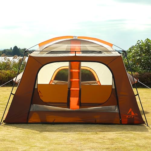Extra Large Family Cabin Tent 2 Rooms 3 Doors 3 Windows Waterproof for Camping H460
