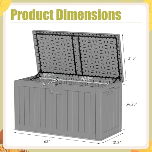 30 Gallon Waterproof Resin Deck Box for Outdoor Patio and Garden Storage Q30388