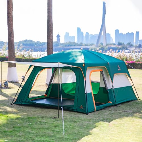 Extra Large Family Cabin Tent 2 Rooms 3 Doors 3 Windows Waterproof for Camping H460