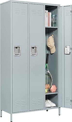 3-Door Blue Steel Storage Locker for Office, School, Gym C68898