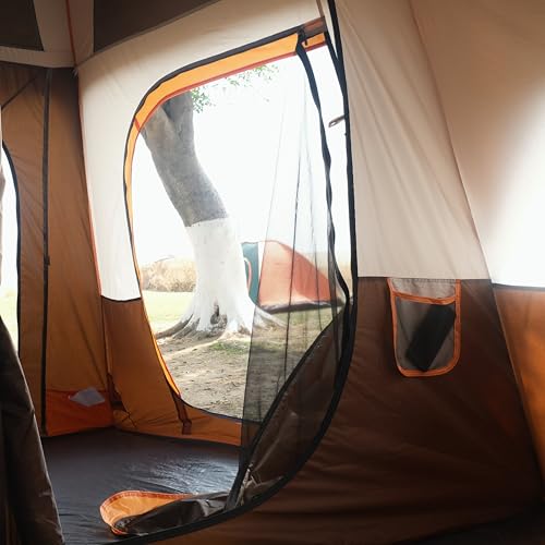 Extra Large Family Cabin Tent for Camping, 2 Rooms, 3 Doors, Waterproof E6603