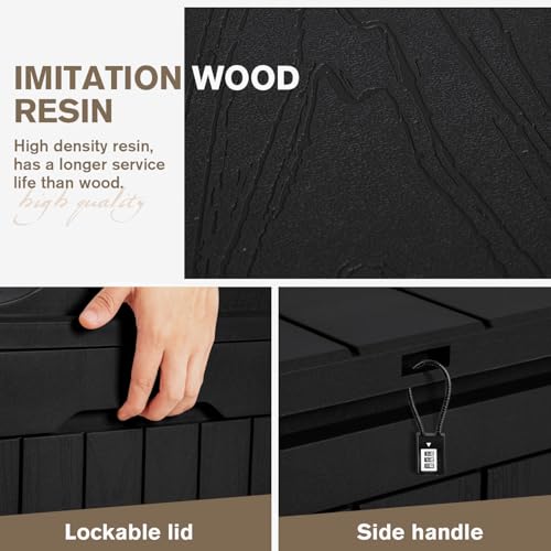 31 Gallon Resin Deck Box Waterproof Indoor Outdoor Storage for Patio Cushions and Garden Tools L90121