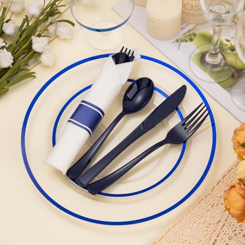 Disposable Plates and Cups Set for 50 Guests with Napkins and Cutlery V71219