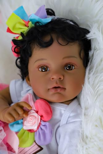 Realistic Reborn Baby Doll 20 Inch Black African American Girl Full Body Vinyl Weighted Doll Z7807
