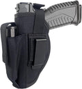 Tactical Belt Holster with Mag Pouch and Metal Clip Universal Outside The Waistband Handgun Holster Black