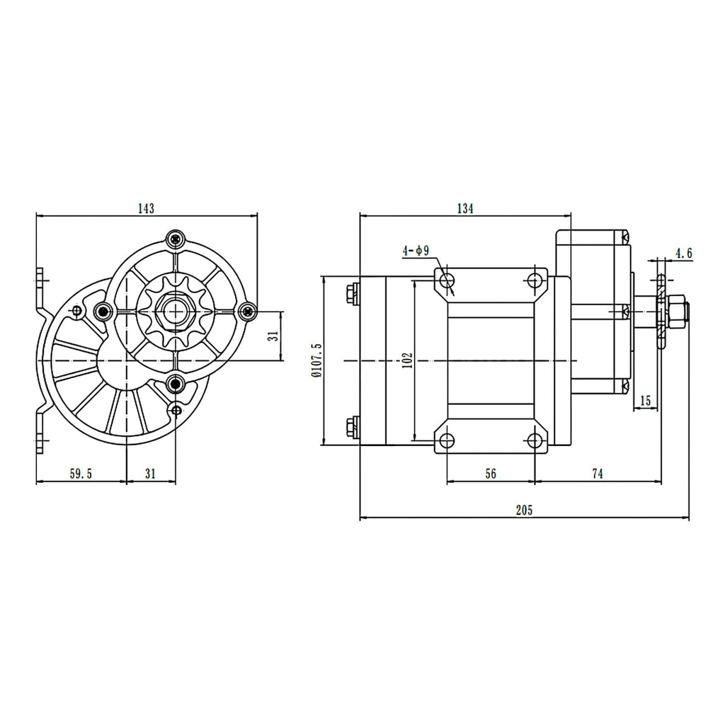 Brushed DC Gear Motor 450RPM 600W 24V for Bicycle Scooter M546