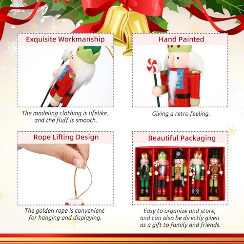 Christmas Nutcracker Ornaments Wooden Hanging Decorations 5 Inch H421