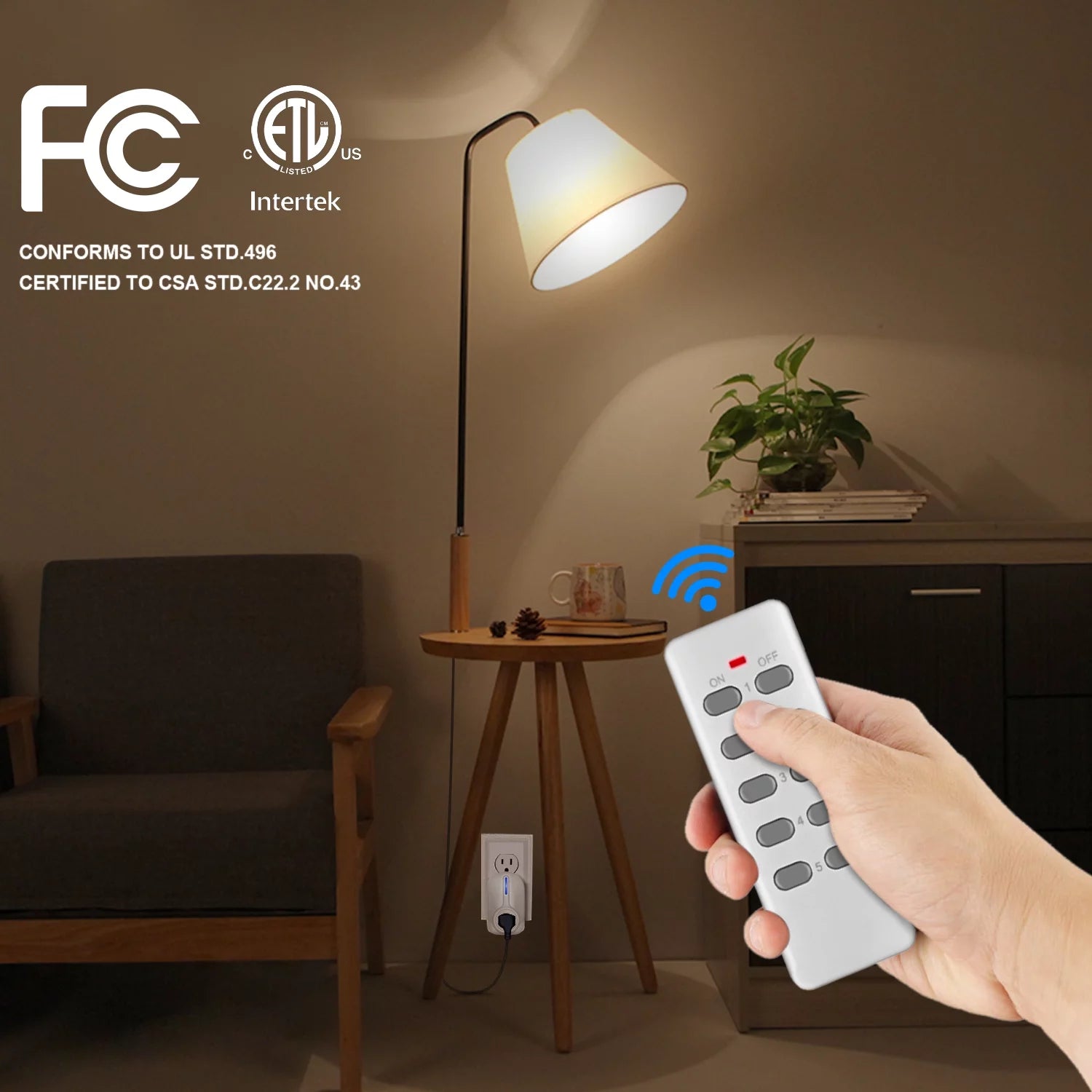Wireless Remote Control Plug Outlet with On Off Switch (5 Pack) for Indoor Lamps and Appliances B163439