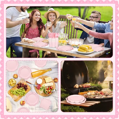 Ivory Paper Plates and Napkins Set for 50 Guests, Disposable Tableware with Utensils M509