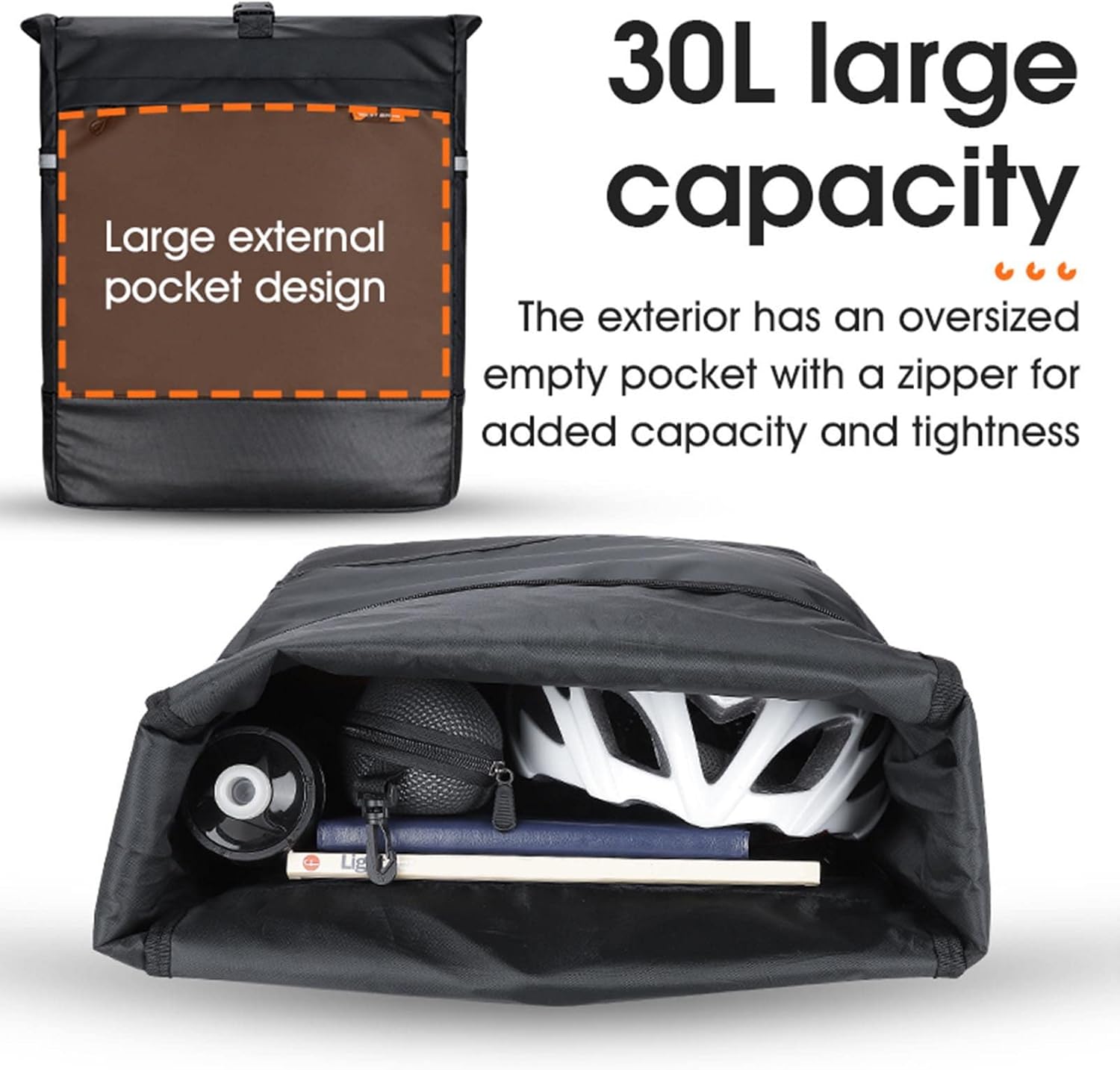 Bike Rear Rack Bag 30L with Reflective Stripe Q6890