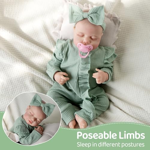 Realistic Reborn Baby Doll, 18 Inch Soft Body Sleeping Baby Girl with Pink Clothing Z645