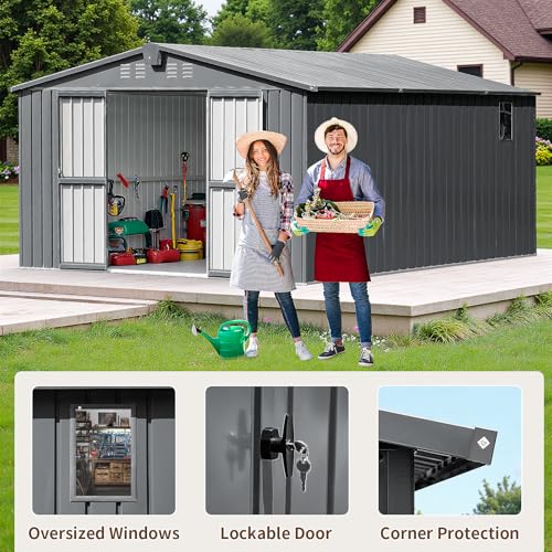 Resin Outdoor Storage Shed with Floor and Window, Lockable Small Tool Shed for Garden Patio Backyard, Light Gray V985