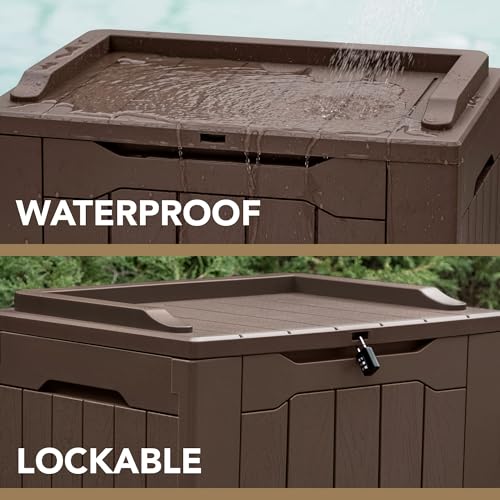 30 Gallon Waterproof Resin Deck Box for Outdoor Patio and Garden Storage Q30388