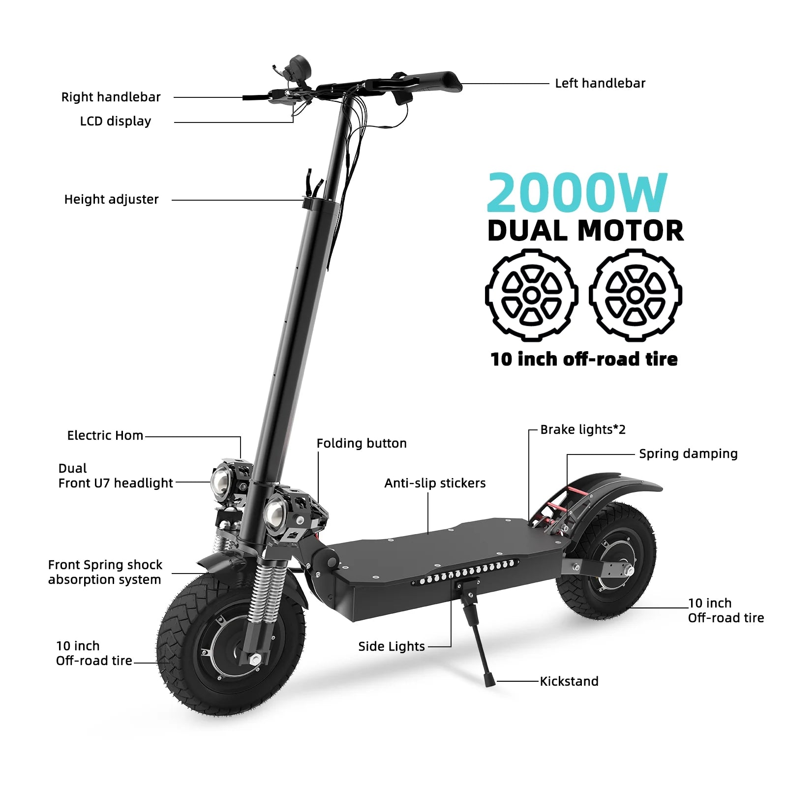 Adult Electric Scooter 2600W 45 MPH 40 Mile Range K8755