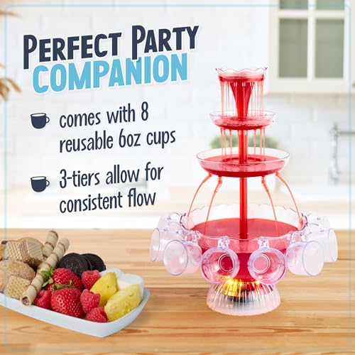 3-Tier Lighted Party Fountain with LED Base, 1.5 Gallons, 8 Cups B50564