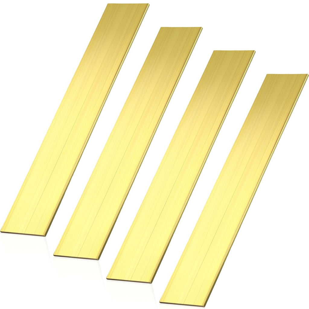 4 Pieces C360 Brass Strip Brass Flat Bar Stock Knife Making Brass Bar Stock Brass Sheet 1/8" x 2" x 12" Long Solid Plate Mill Stock Brass Metal Sheets Plates for Craft