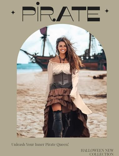 Pirate Costume for Women with Shirt Skirt Corset Belt K4037