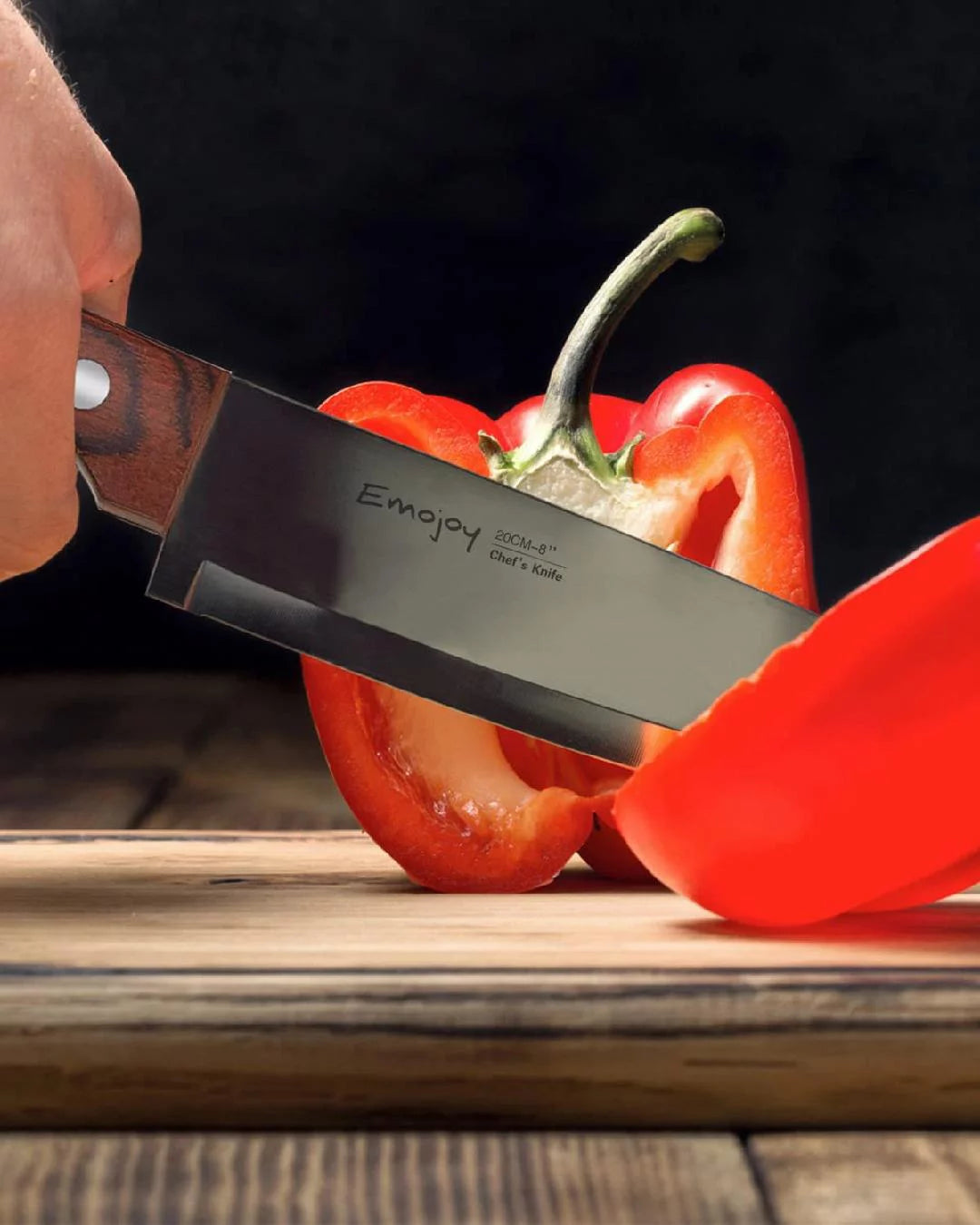 Kitchen Knife Set with Block, 6 Pcs Stainless Steel Wooden Handle A84817