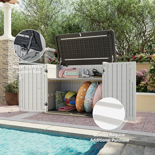 Outdoor Storage Shed with Floor, Waterproof Vertical Cabinet I260366