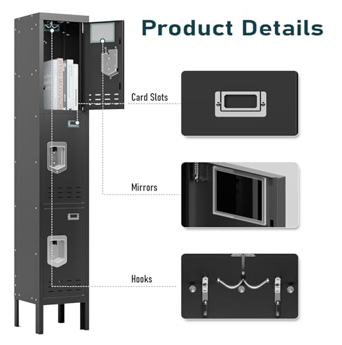 5-Door Steel Storage Locker with Hooks and Card Slots M92401