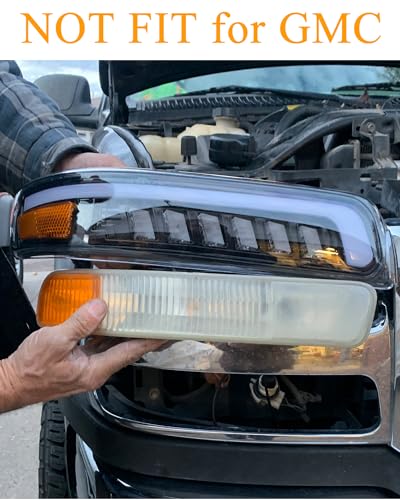 LED Headlights Assembly with Sequential Turn Signal for 1999-2006 Chevy Silverado Suburban Tahoe H92291