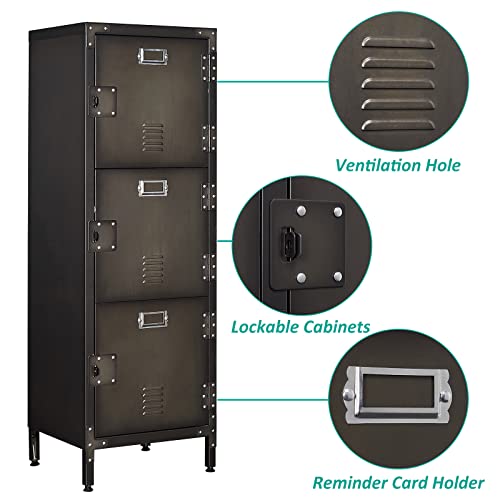 Vintage Metal Locker with Hooks, Lockable Single Door Storage M901