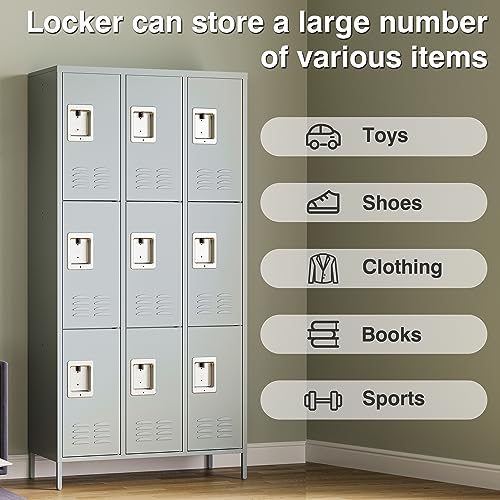 Vintage Metal Locker with Hooks, Lockable Single Door Storage M901